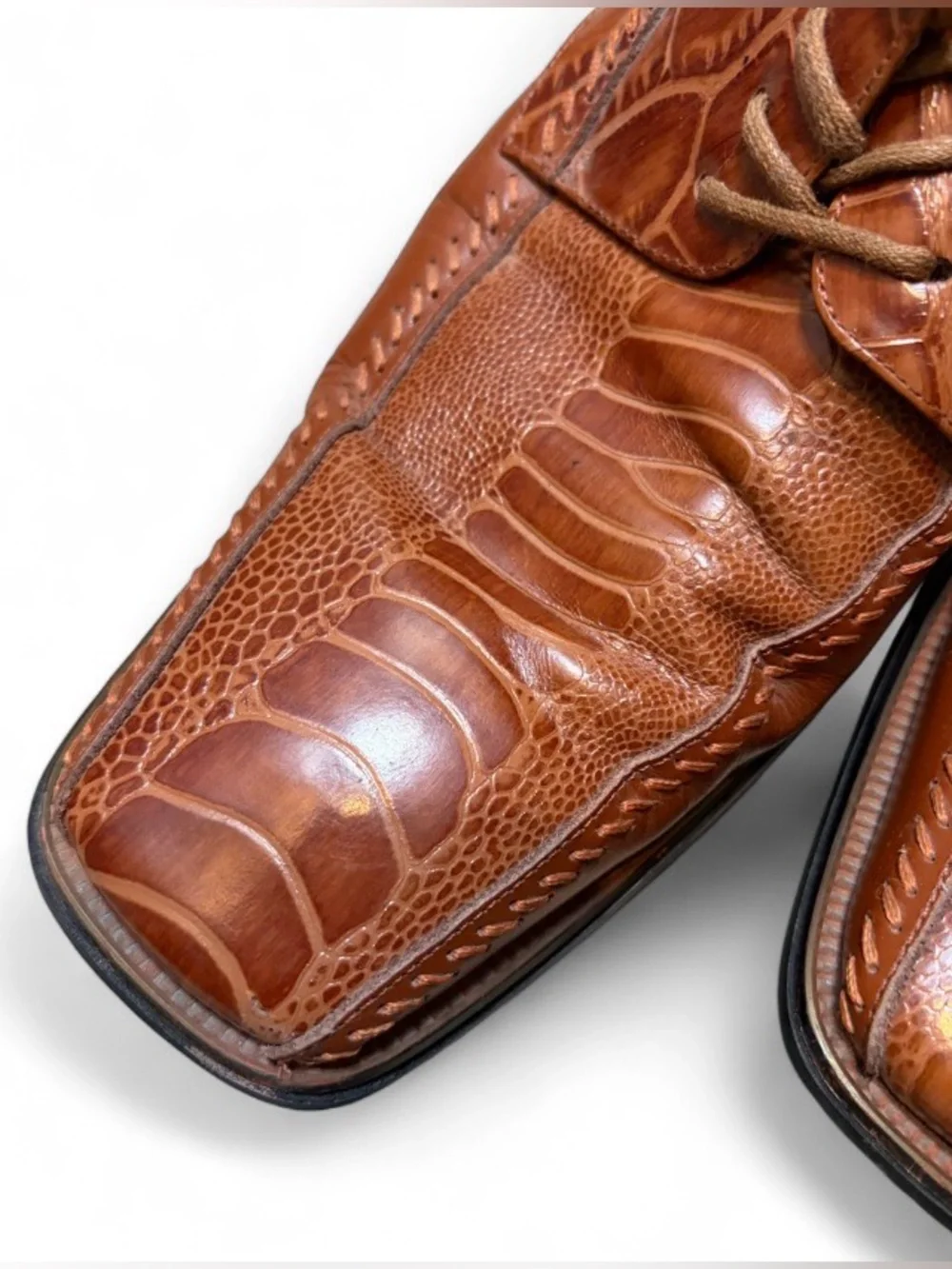 Stacy Adams Men’s Brown Dress Shoes “Snakeskin” All Leather Size 10M Lace Up